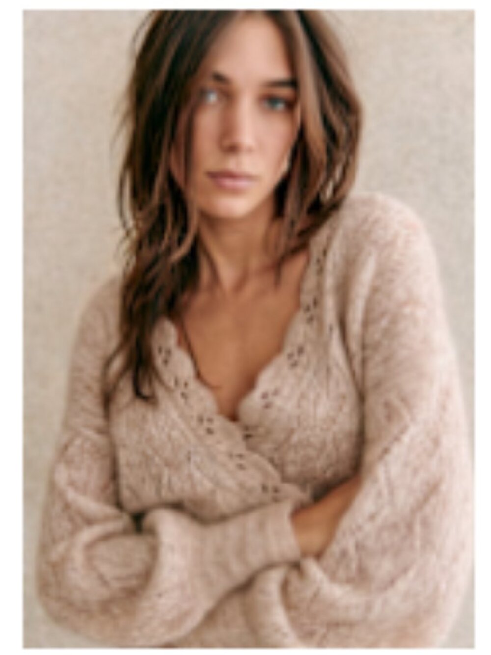Sezane Nathalia Jumper Mottled Beige - Size XS